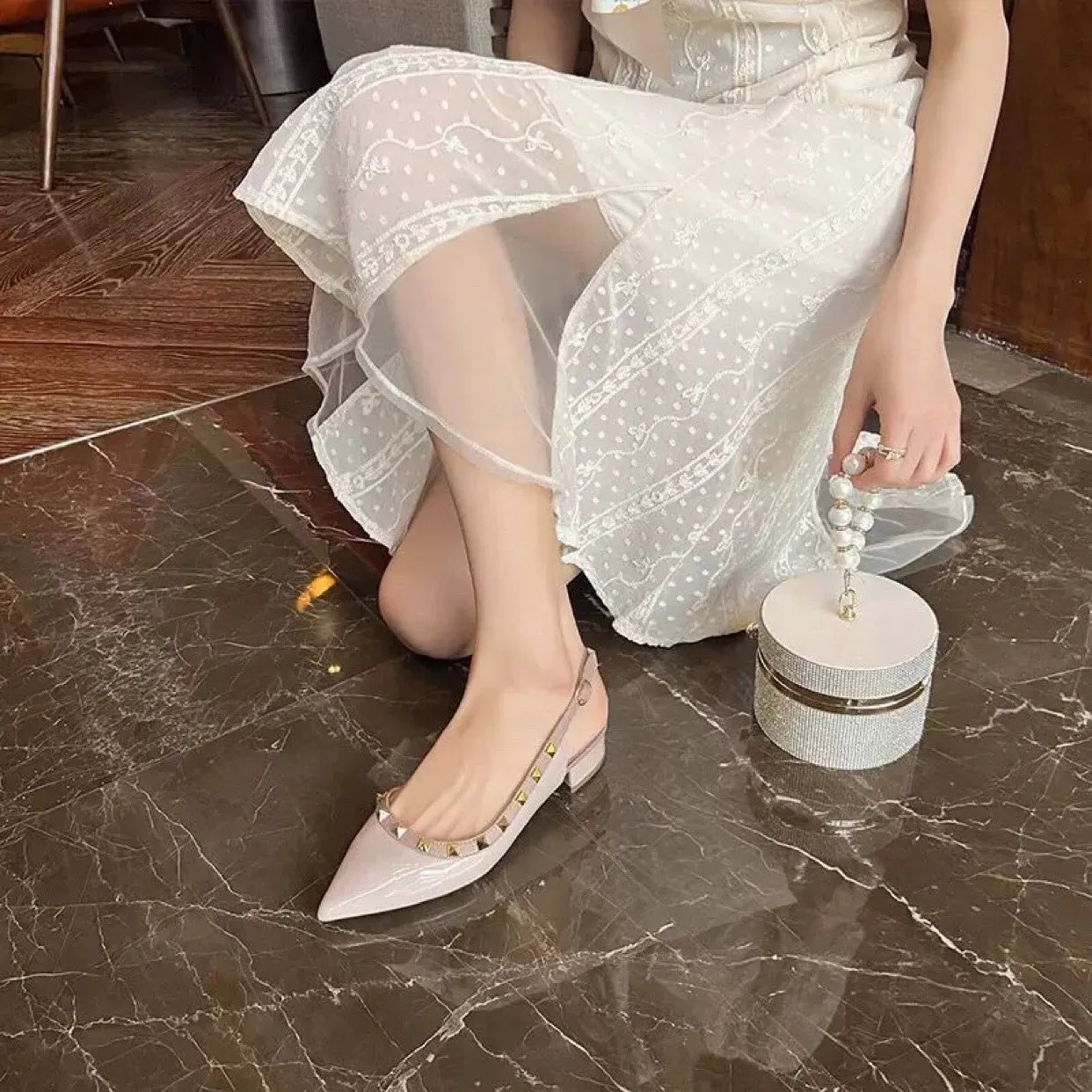 【Measure Your Feet Length Before Order】Rivets Back Strap Luxury Designer Women Elegant Sandals Block High Heel Shoes 121-CHC-33