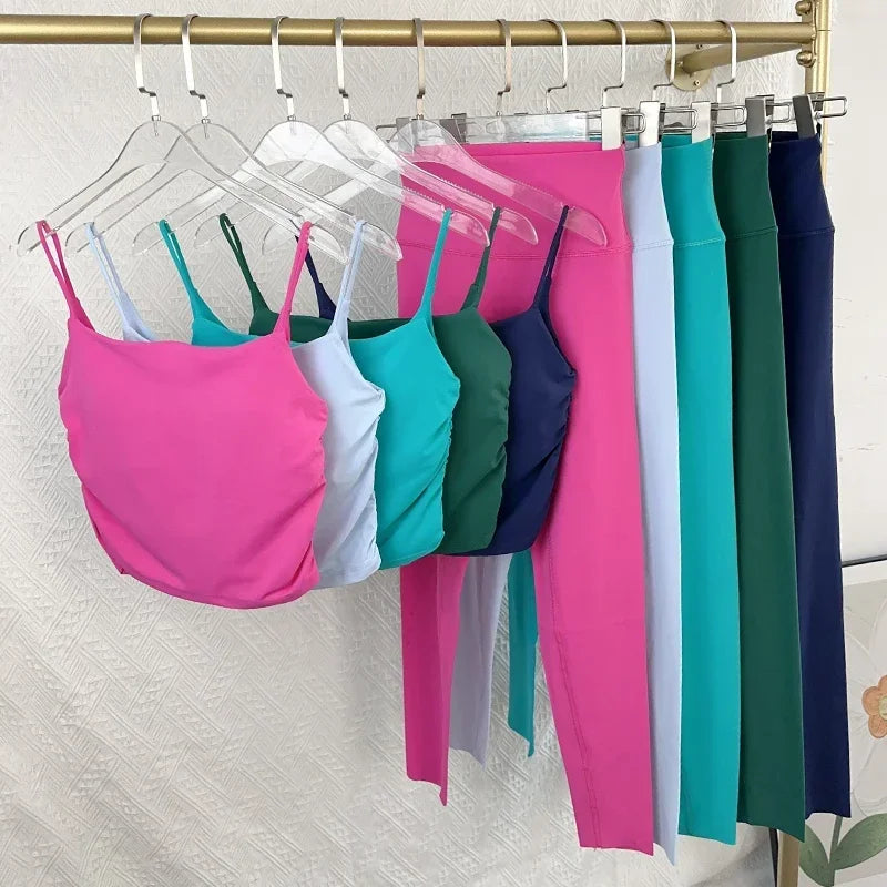 ملابس يوجا نسائية مكونة من قطعتين، بدلة رياضية، ملابس رياضية، ملابس بيلاتيس، ملابس لياقة بدنية، ملابس تمارين رياضية، حمالة صدر رياضية، بدلة ليجنز 