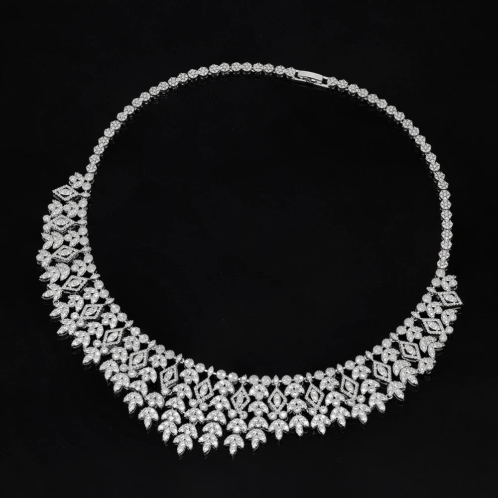 Luxury Bridal 4PCS Necklace Set for Women Dubai Saudi Party Cubic Zirconia Wedding Jewelry Sets Jewellery Accessories