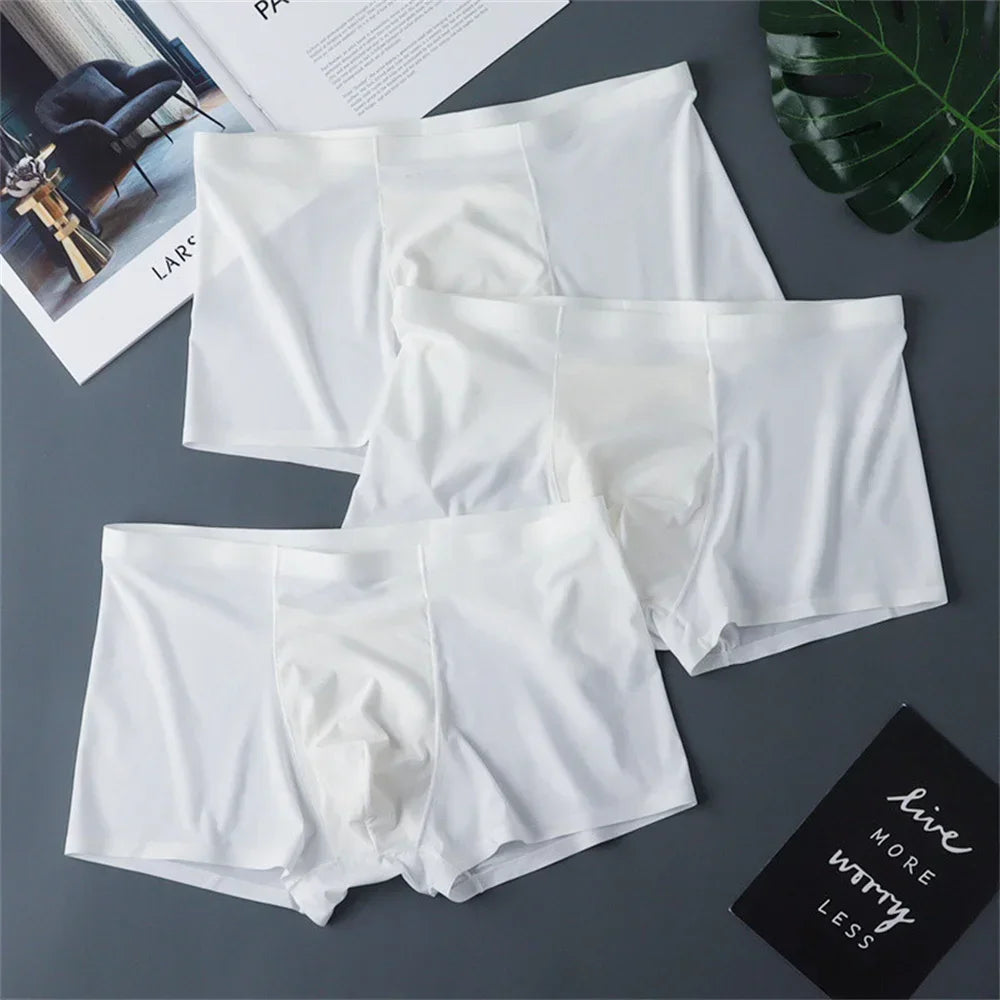3 Pack Mens Ice Silk Seamless Breathable Plus Size Briefs
