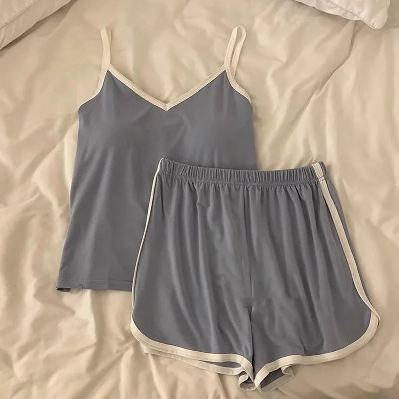 قمصان داخلية رياضية كاجوال، شورتات، بيجامات نسائية، موضة عصرية، بيجامات منزلية للكسالى 