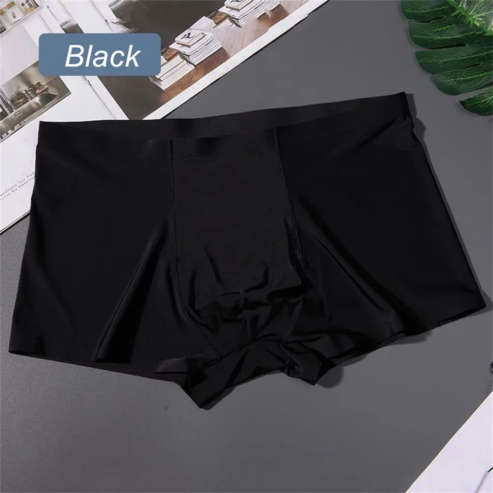 3 Pack Mens Ice Silk Seamless Breathable Plus Size Briefs
