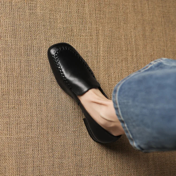 New Spring Autumn Genuine Leather Women Shoes Fashion Round Toe Loafers Shoes for Women Low Heels Women Pumps Ladies Shoes