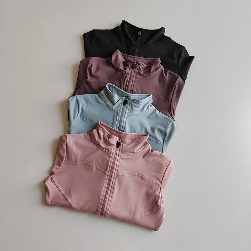 New Slim Winter Yoga Jacket for Women Coat Shirts Sports Waist Tightening Fitness Wear Long-sleeved Pilates Top Clothing