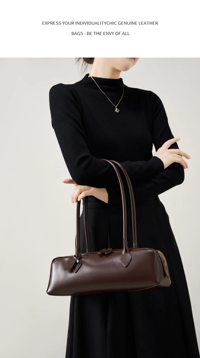 Hot Sale Genuine Leather Bag Woman Luxury Bag Korean Vintage Long Shoulder Bag Handbags Ladies Underarm Bags Travel Bag