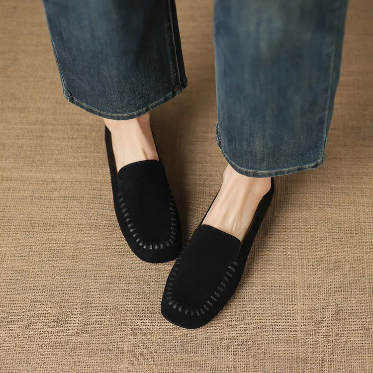 New Spring Autumn Genuine Leather Women Shoes Fashion Round Toe Loafers Shoes for Women Low Heels Women Pumps Ladies Shoes