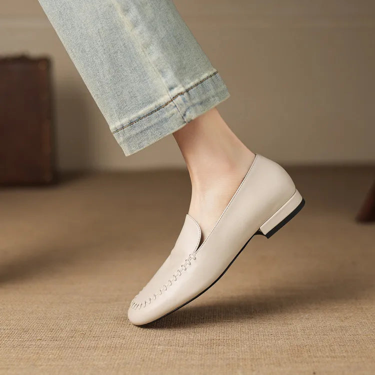 New Spring Autumn Genuine Leather Women Shoes Fashion Round Toe Loafers Shoes for Women Low Heels Women Pumps Ladies Shoes