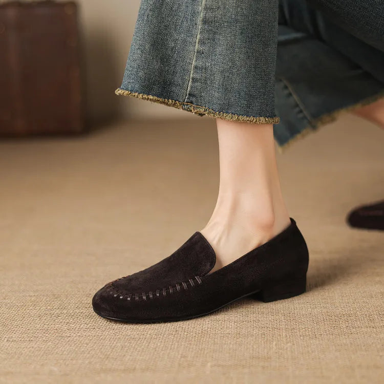 New Spring Autumn Genuine Leather Women Shoes Fashion Round Toe Loafers Shoes for Women Low Heels Women Pumps Ladies Shoes