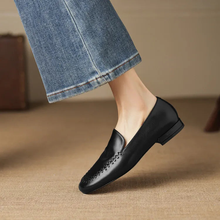 New Spring Autumn Genuine Leather Women Shoes Fashion Round Toe Loafers Shoes for Women Low Heels Women Pumps Ladies Shoes