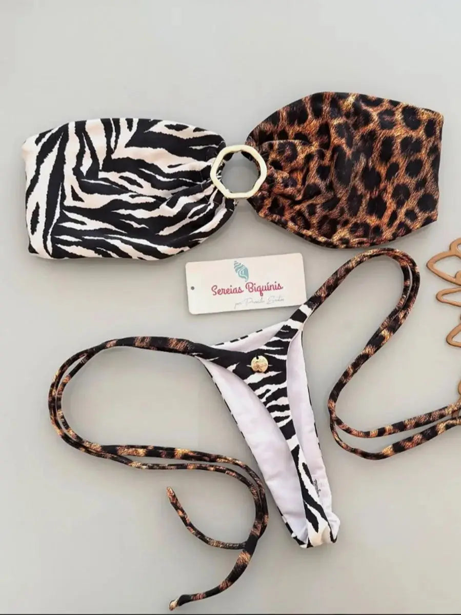 ملابس سباحة مثيرة ببيكيني صغير للنساء 2025، طقم بيكيني برازيلي منقط، ملابس سباحة بكيني بخيط رفيع، ملابس شاطئ نسائية 