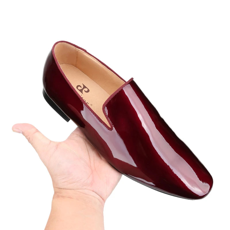 Piergitar 2025 Patent Leather Slip On Red Sole Shoes