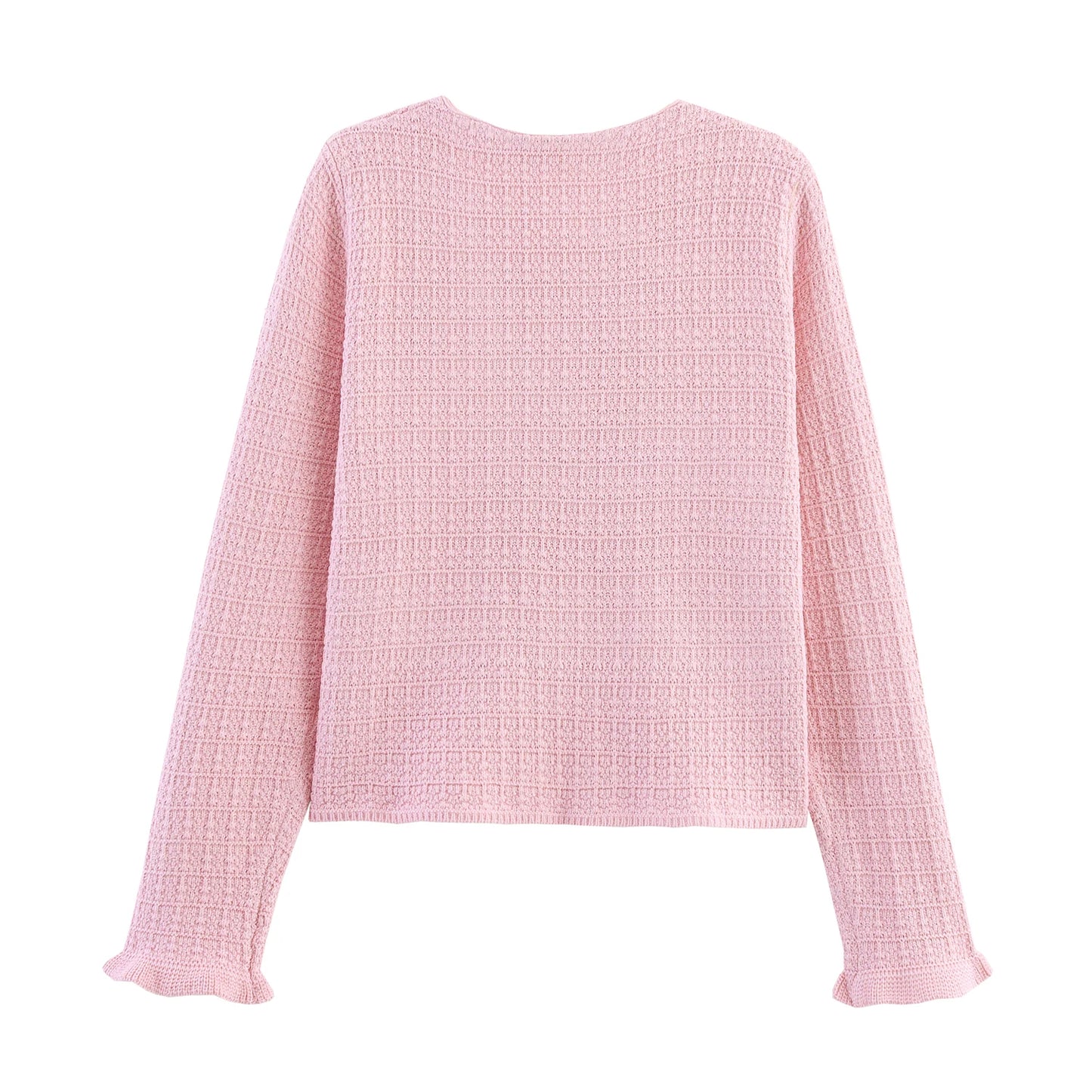 DEEABAE Autumn And Winter New Round Neck Buckle Decoration Gentle and Versatile Short Sleeve Knitted Cardigan Half Skirt Set