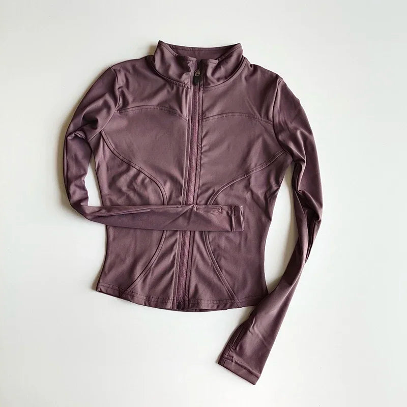 New Slim Winter Yoga Jacket for Women Coat Shirts Sports Waist Tightening Fitness Wear Long-sleeved Pilates Top Clothing