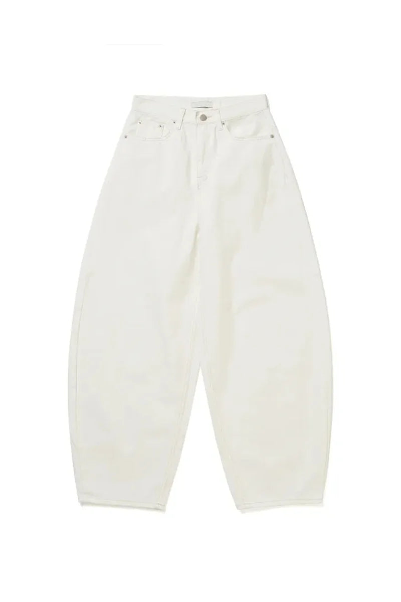 Loose Women's Denim Jeans Ba ket  Knot Design Spring New Sle Casual High Waist Wide Leg Pants Pure Color