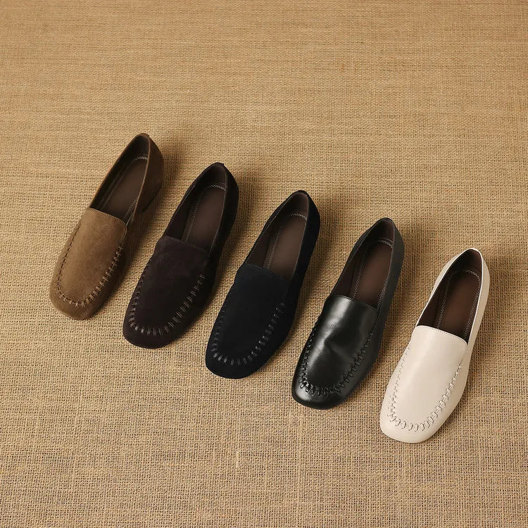 New Spring Autumn Genuine Leather Women Shoes Fashion Round Toe Loafers Shoes for Women Low Heels Women Pumps Ladies Shoes