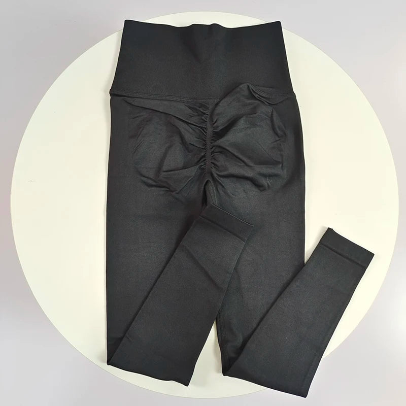 [سراويل يوجا بدون درزات] سراويل يوجا مرنة عالية بدون درزات - سراويل رياضية سريعة الجفاف للنساء - خصر مرتفع سادة R 