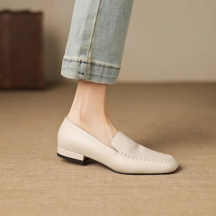 New Spring Autumn Genuine Leather Women Shoes Fashion Round Toe Loafers Shoes for Women Low Heels Women Pumps Ladies Shoes