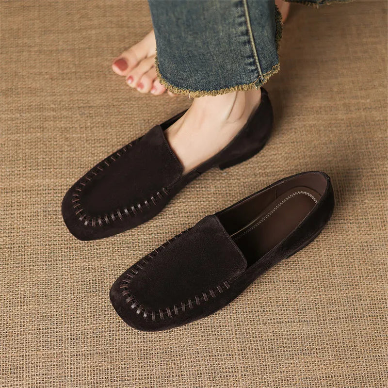 New Spring Autumn Genuine Leather Women Shoes Fashion Round Toe Loafers Shoes for Women Low Heels Women Pumps Ladies Shoes