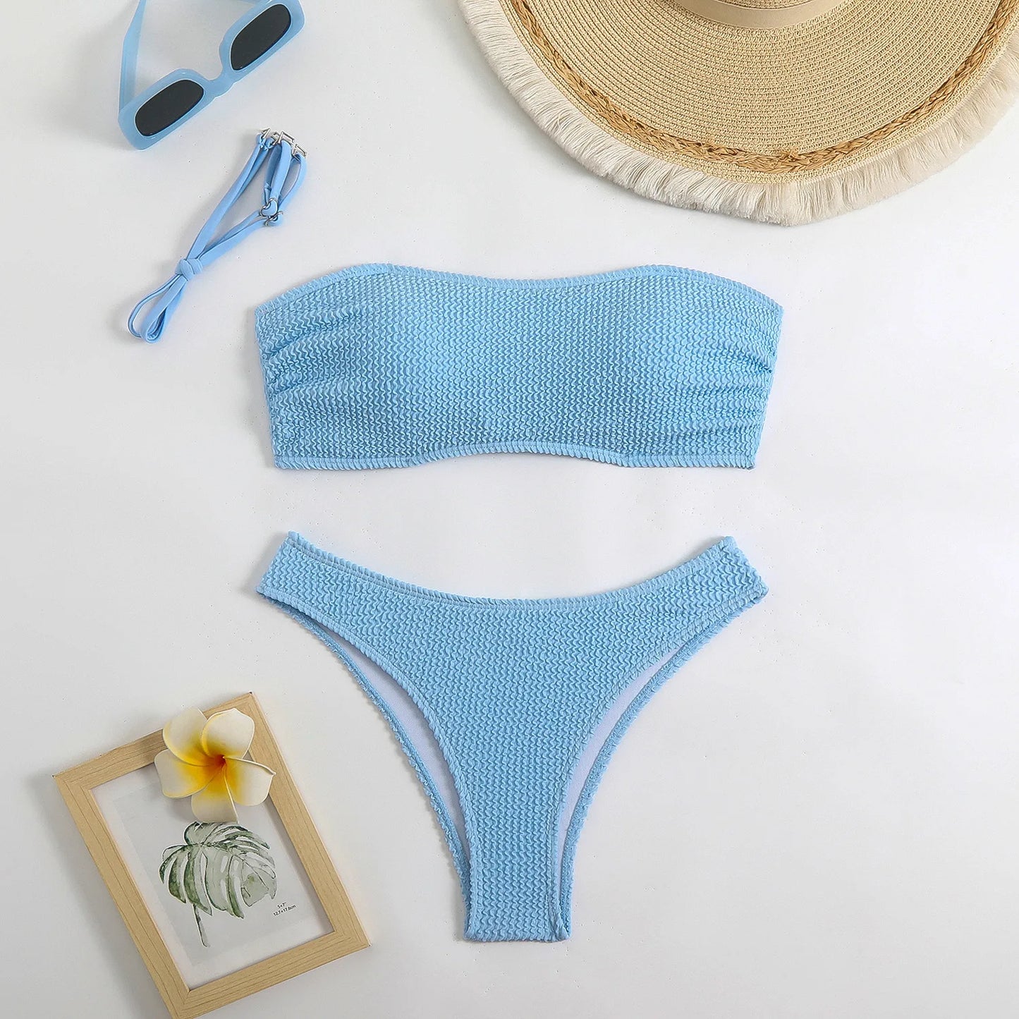 ملابس سباحة نسائية مثيرة 2025 بيكيني صيفي مكون من قطعتين ملابس سباحة نسائية ملابس شاطئ بيكيني بدون أكمام ملابس سباحة للشاطئ 