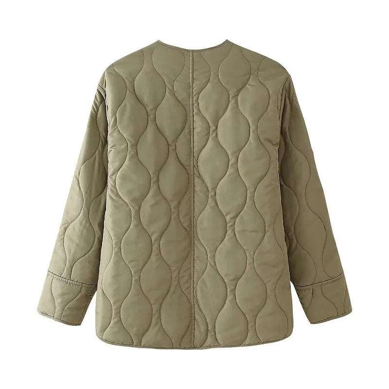 MUJER Black Quilted Jacket Women Padded Demi-season Jackets for Women Long Sleeve Winter Coat Female Outerwears Women's Jacket