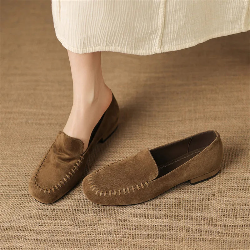New Spring Autumn Genuine Leather Women Shoes Fashion Round Toe Loafers Shoes for Women Low Heels Women Pumps Ladies Shoes