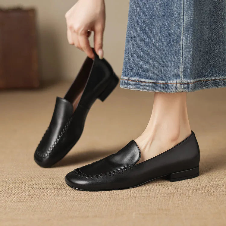 New Spring Autumn Genuine Leather Women Shoes Fashion Round Toe Loafers Shoes for Women Low Heels Women Pumps Ladies Shoes