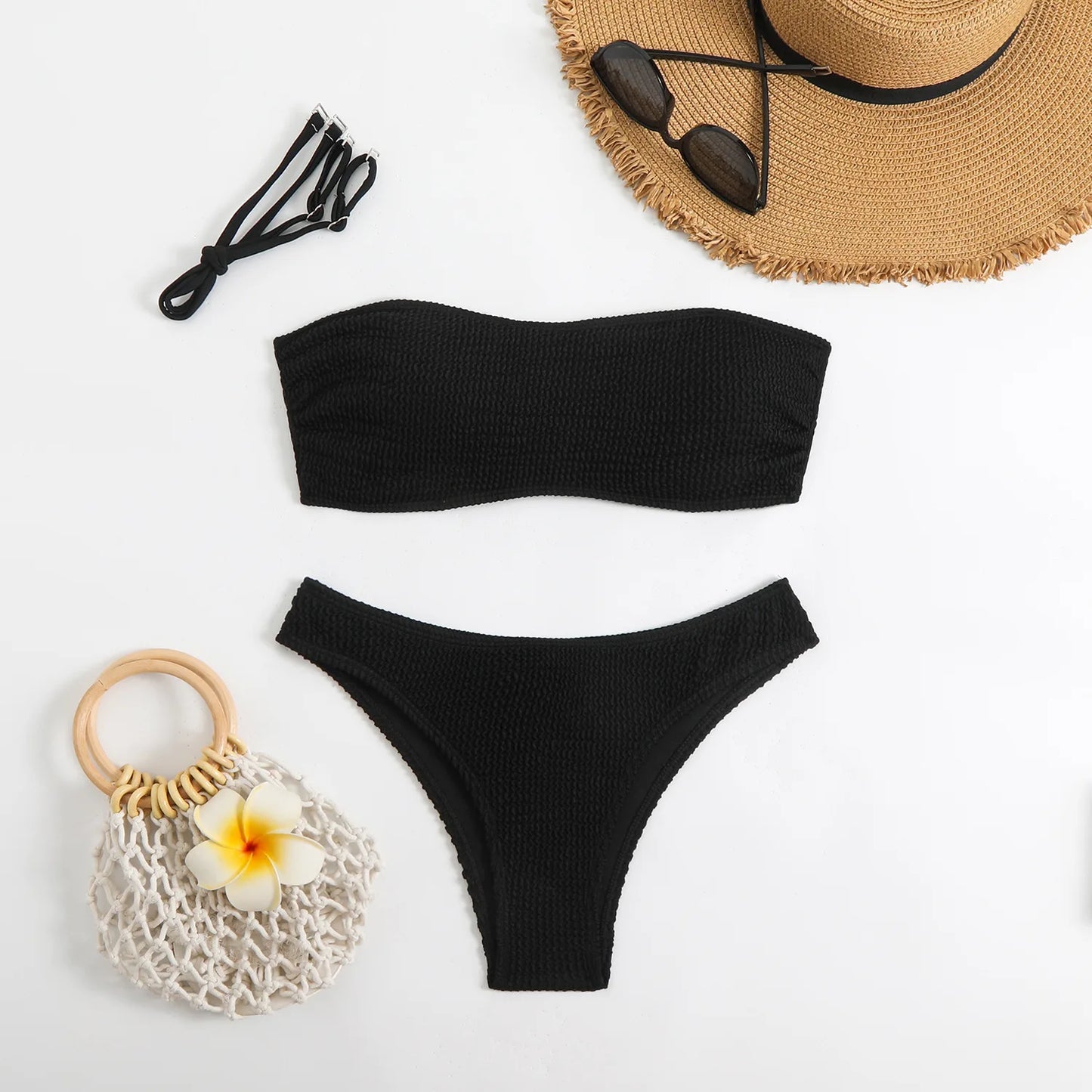 ملابس سباحة نسائية مثيرة 2025 بيكيني صيفي مكون من قطعتين ملابس سباحة نسائية ملابس شاطئ بيكيني بدون أكمام ملابس سباحة للشاطئ 