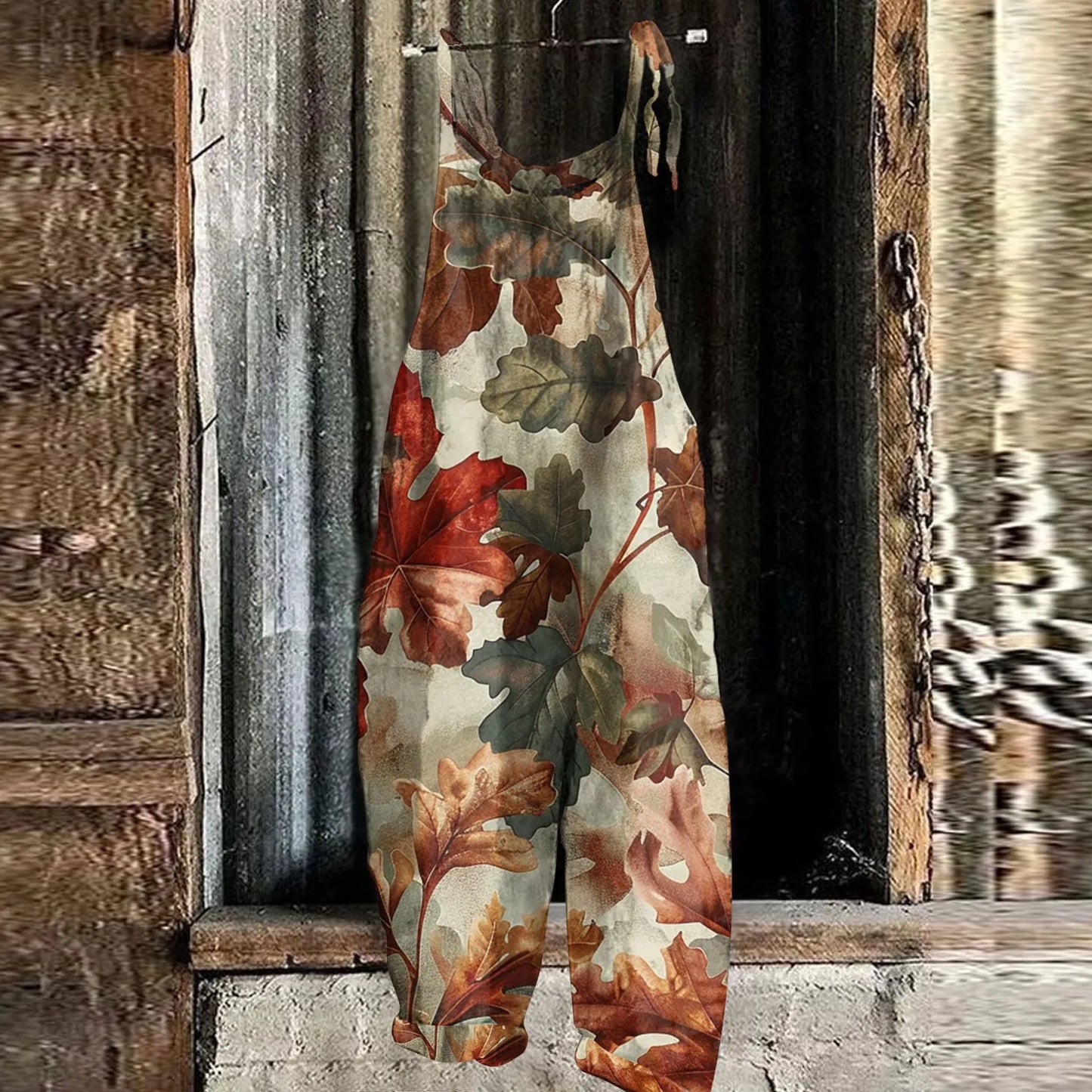 جمبسوت نسائي كاجوال فضفاض بطبعة زهور وحمالات كتف كلاسيكية من القطن والكتان للنساء جمبسوت نسائي كاجوال 