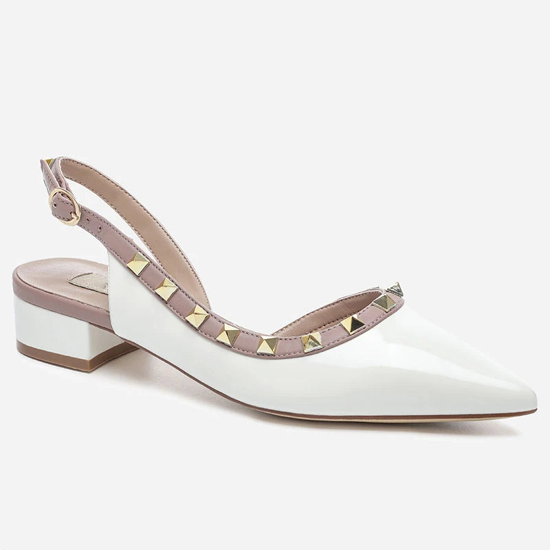 【Measure Your Feet Length Before Order】Rivets Back Strap Luxury Designer Women Elegant Sandals Block High Heel Shoes 121-CHC-33