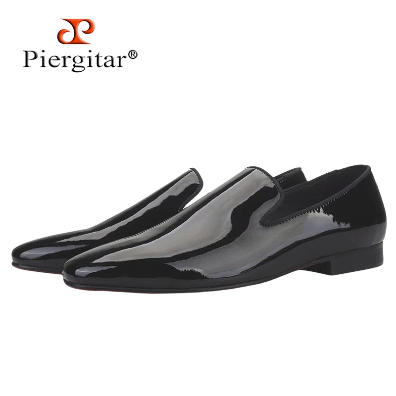 Piergitar 2025 Patent Leather Slip On Red Sole Shoes