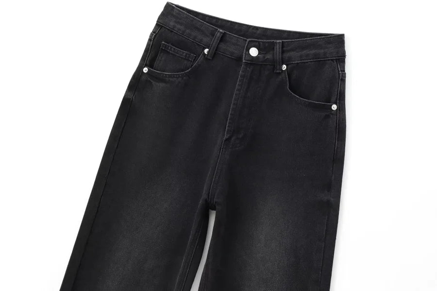 TRAF Wide-leg high-waisted jeans  women's classic everything with five pockets washed soft comfortable ultra-long jeans6045022
