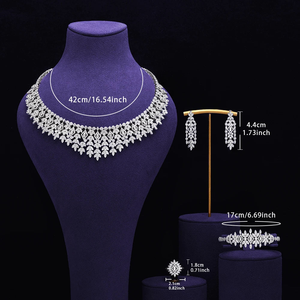 Luxury Bridal 4PCS Necklace Set for Women Dubai Saudi Party Cubic Zirconia Wedding Jewelry Sets Jewellery Accessories