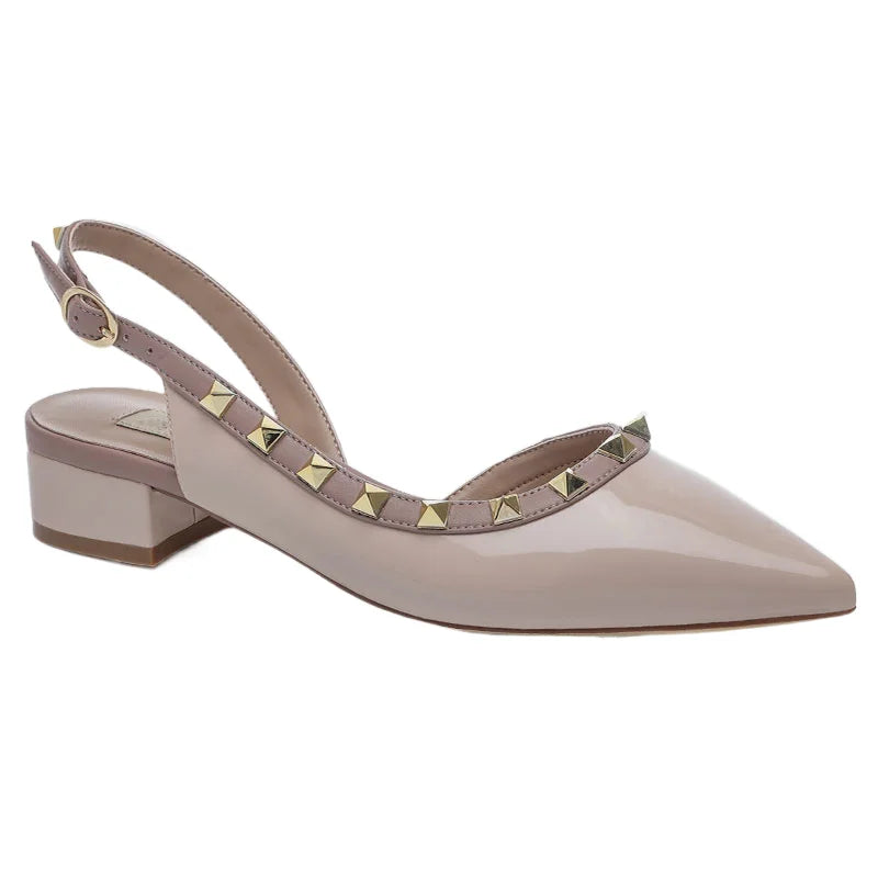 【Measure Your Feet Length Before Order】Rivets Back Strap Luxury Designer Women Elegant Sandals Block High Heel Shoes 121-CHC-33