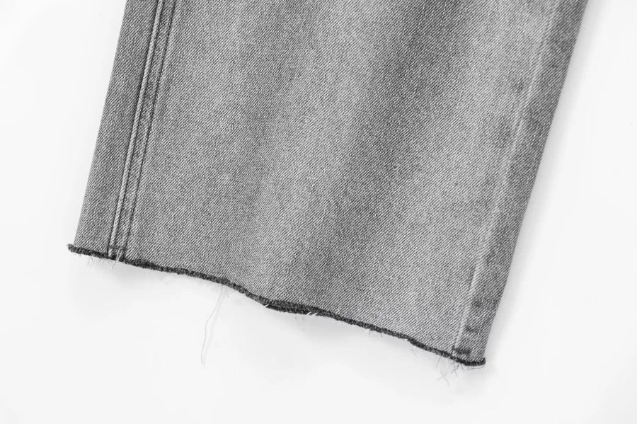 TRAF Wide-leg high-waisted jeans  women's classic everything with five pockets washed soft comfortable ultra-long jeans6045022