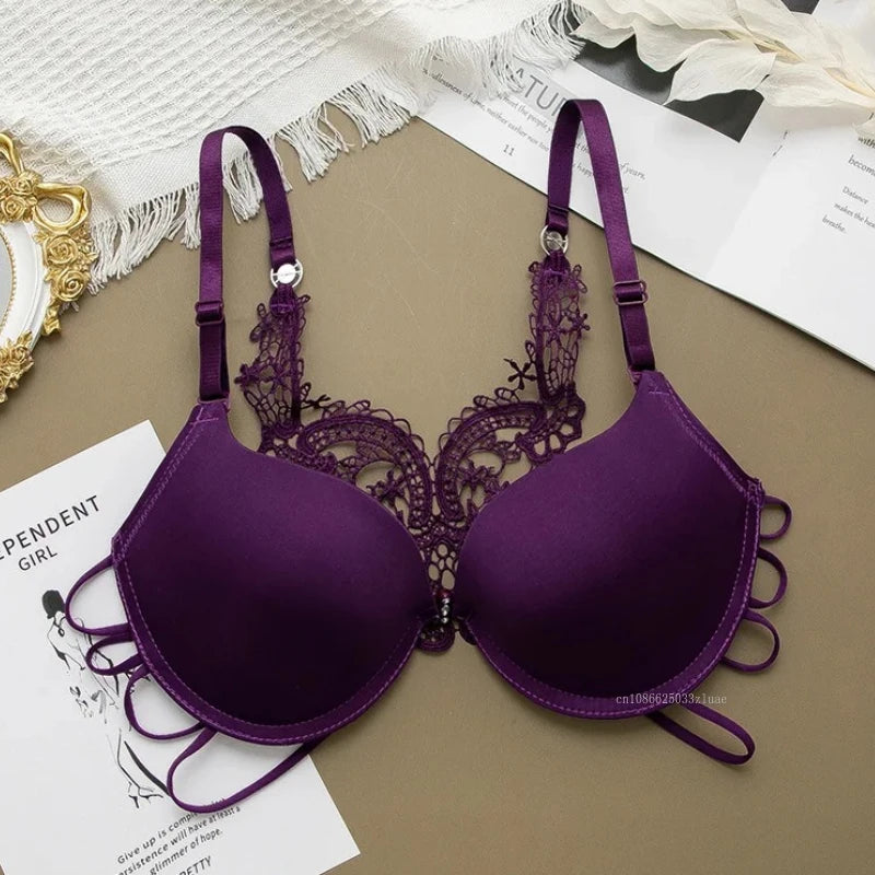 ملابس داخلية نسائية مثيرة حريرية مريحة قابلة للتعديل حمالة صدر خلفية سلكية مطرزة بالزهور حمالة صدر بدون درزات للنساء ملابس نوم حميمية 