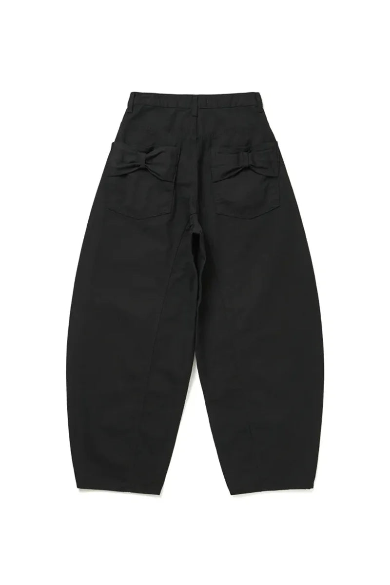 Loose Women's Denim Jeans Ba ket  Knot Design Spring New Sle Casual High Waist Wide Leg Pants Pure Color