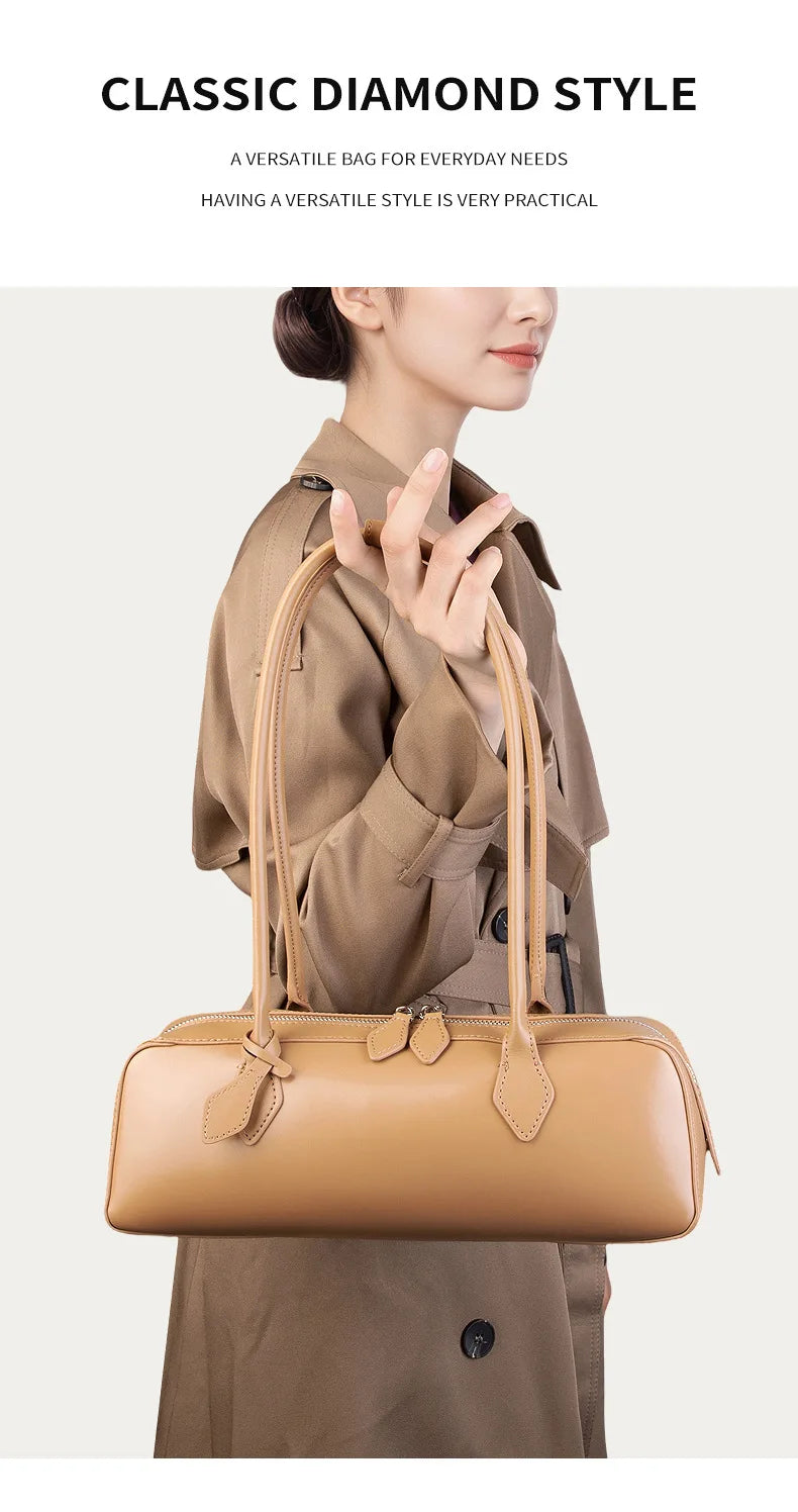 Hot Sale Genuine Leather Bag Woman Luxury Bag Korean Vintage Long Shoulder Bag Handbags Ladies Underarm Bags Travel Bag