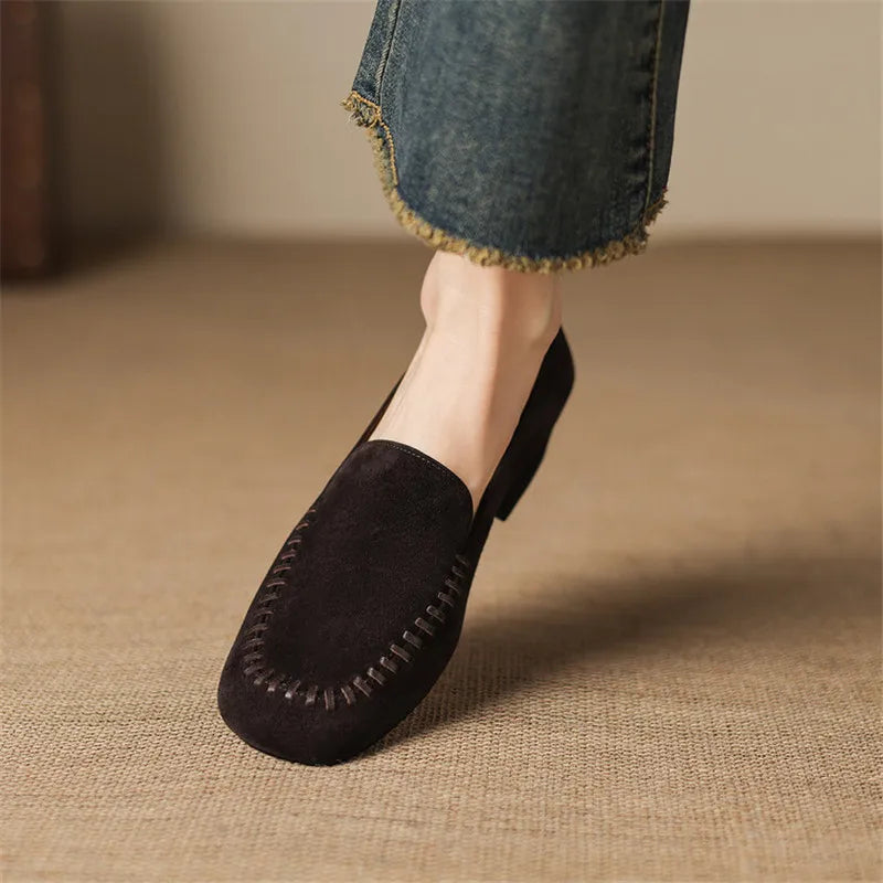New Spring Autumn Genuine Leather Women Shoes Fashion Round Toe Loafers Shoes for Women Low Heels Women Pumps Ladies Shoes
