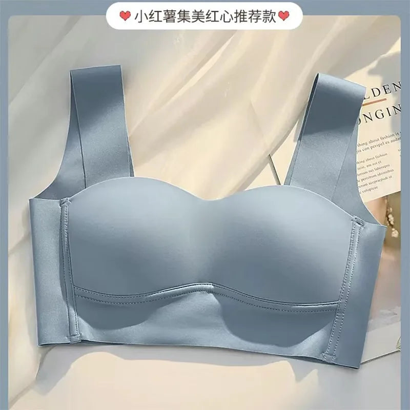 قطعة واحدة من حمالة الصدر المريحة للنساء من الحرير الجليدي الصيفي على شكل صدرية ملابس داخلية للفتيات بدون أسلاك مجمعة قطعة واحدة حمالة صدر رافعة للأعلى 