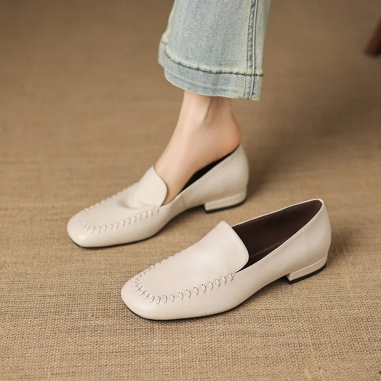 New Spring Autumn Genuine Leather Women Shoes Fashion Round Toe Loafers Shoes for Women Low Heels Women Pumps Ladies Shoes