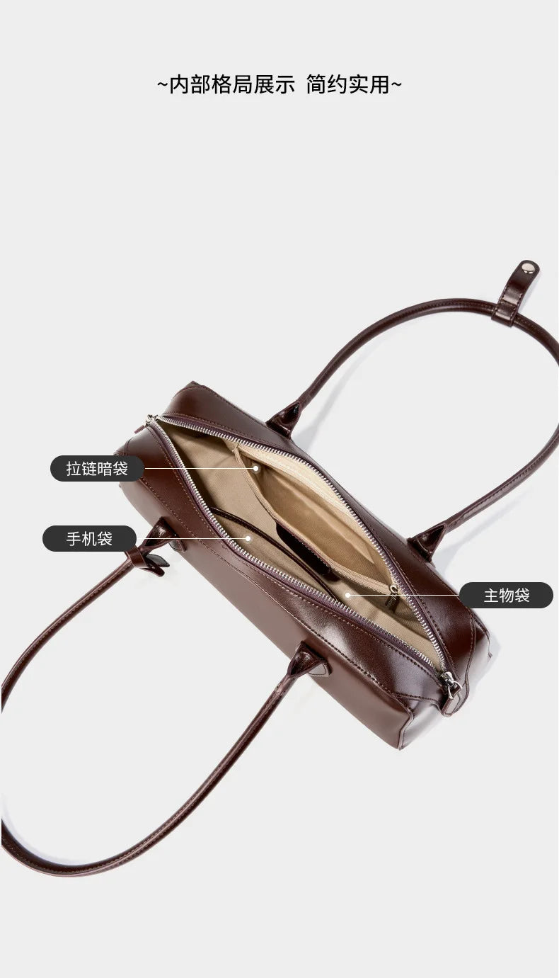 Hot Sale Genuine Leather Bag Woman Luxury Bag Korean Vintage Long Shoulder Bag Handbags Ladies Underarm Bags Travel Bag