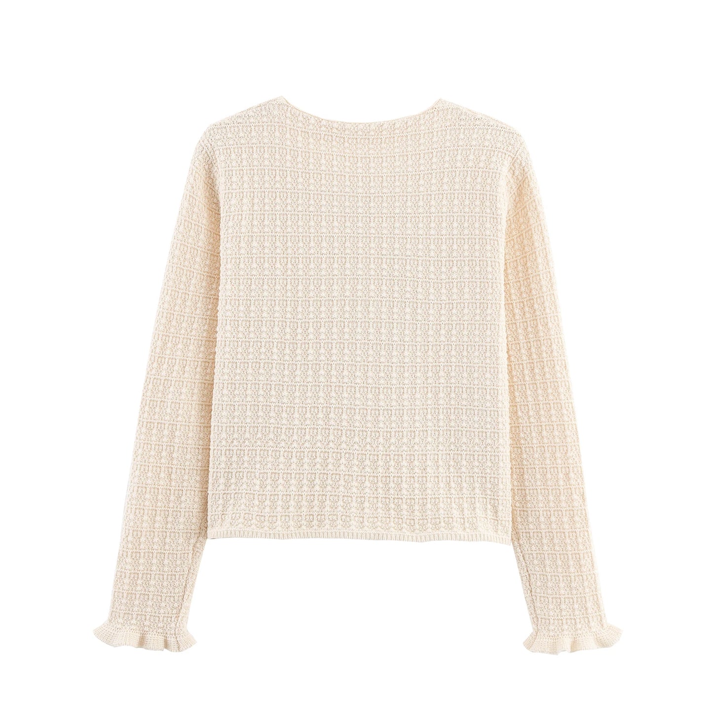DEEABAE Autumn And Winter New Round Neck Buckle Decoration Gentle and Versatile Short Sleeve Knitted Cardigan Half Skirt Set