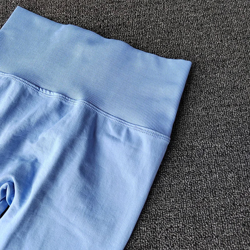 [سراويل يوجا بدون درزات] سراويل يوجا مرنة عالية بدون درزات - سراويل رياضية سريعة الجفاف للنساء - خصر مرتفع سادة R 