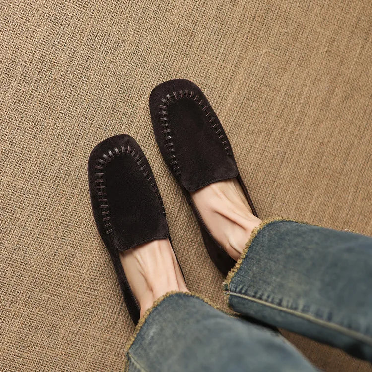 New Spring Autumn Genuine Leather Women Shoes Fashion Round Toe Loafers Shoes for Women Low Heels Women Pumps Ladies Shoes