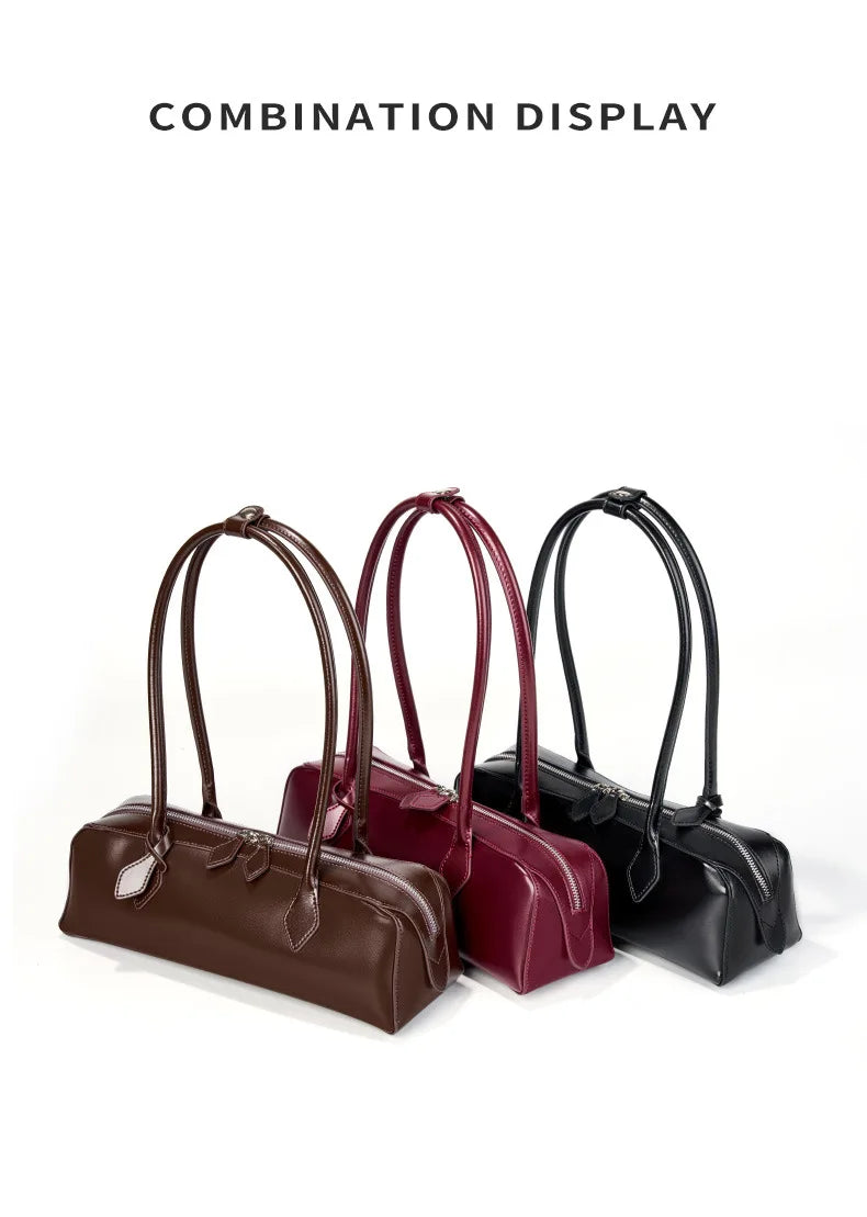 Hot Sale Genuine Leather Bag Woman Luxury Bag Korean Vintage Long Shoulder Bag Handbags Ladies Underarm Bags Travel Bag