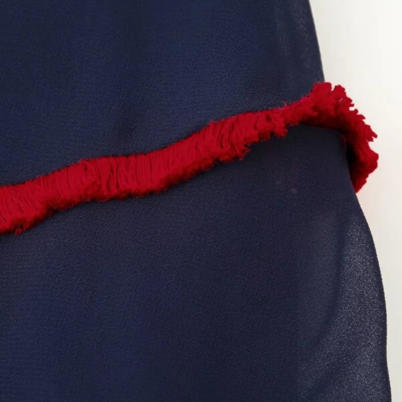 European Style Summer Sleeveless Maxi Dress Women Halter Neck Backless Contrast Ruffle Trim Elegant Long Dresses for Daily