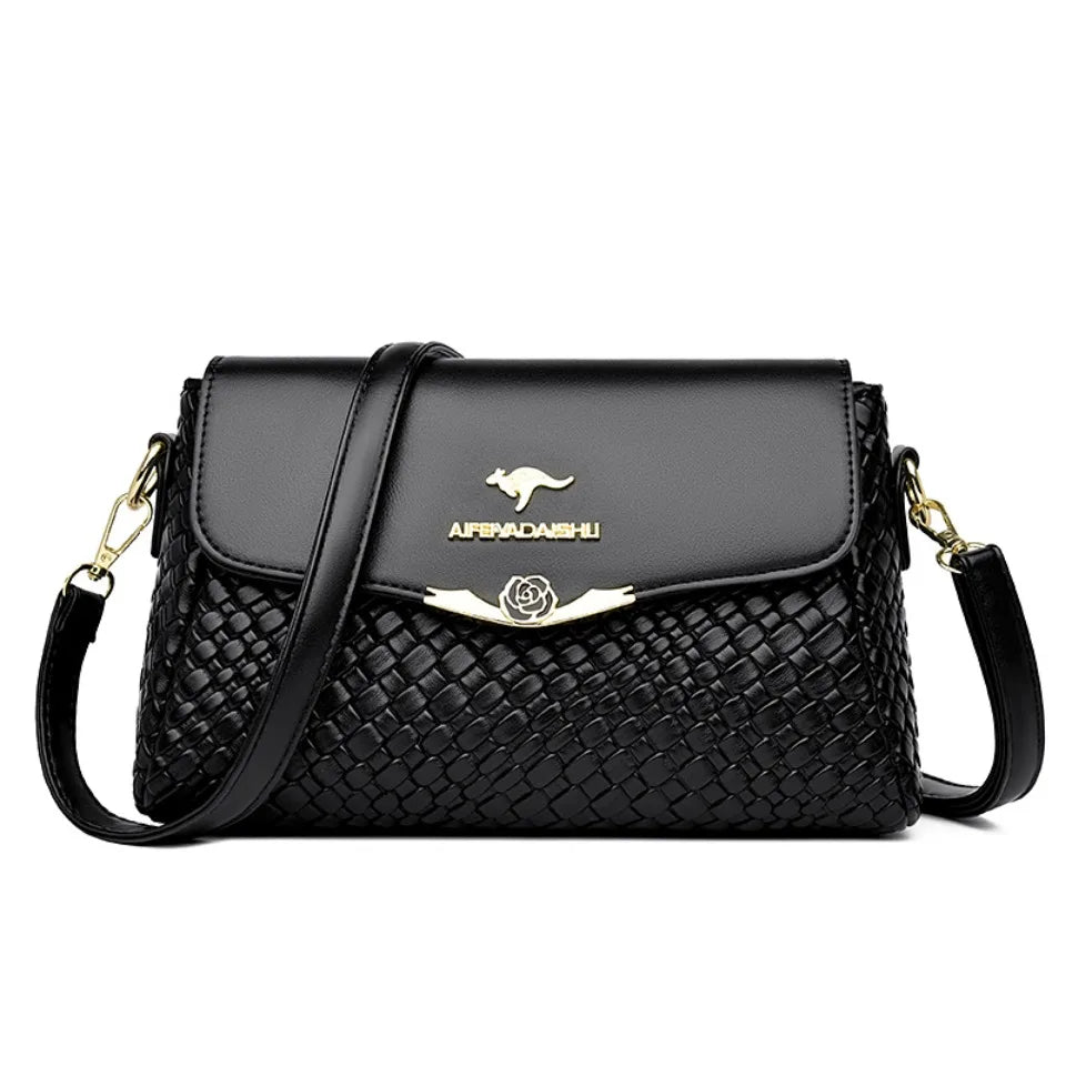 Luxury Handbag Women Bags Designer Pu Leather Knitting Shoulder Messenger Crossbody Bags for Women Mother Bolsa Ladies Hand Bag