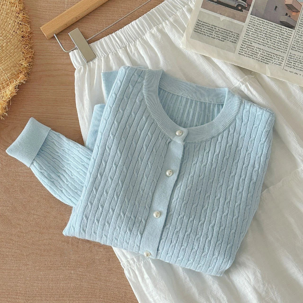 Elegant Long Sleeve Knitwear Tops Women Autumn Winter Single Breasted Sweater O Neck Thick Warm Knitted Cardigan Female