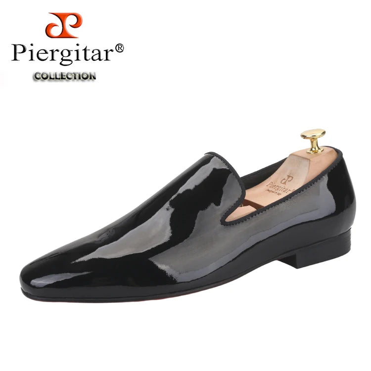 Piergitar 2025 Patent Leather Slip On Red Sole Shoes