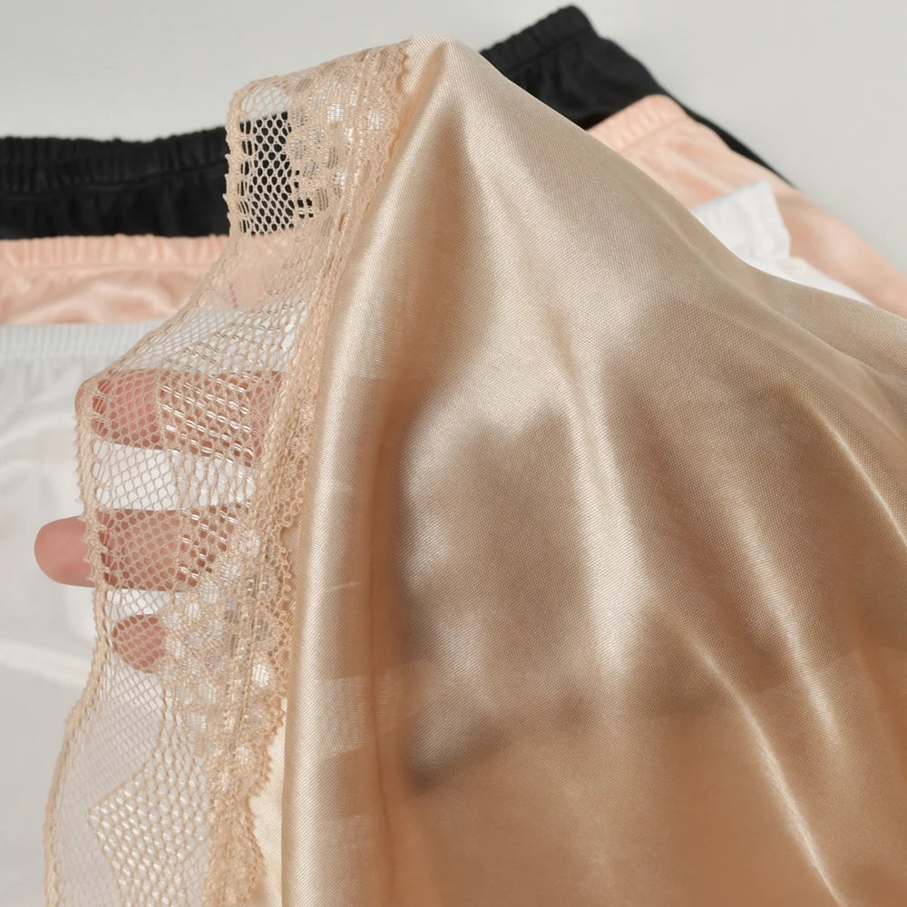 قطعة واحدة من شورت النوم الحريري النسائي بيجامة ناعمة حريرية قابلة للتنفس بنطلون أمان صيفي للنساء ملابس نوم مريحة من الدانتيل ملابس داخلية منزلية 